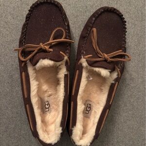 UGG Chocolate Moccasin Slippers with Shearling